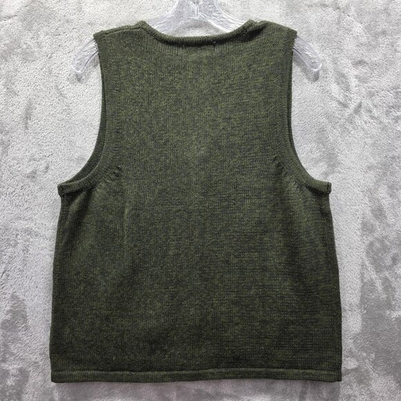 Tiara International Sweater Vest Womens Large Green Embroidered Rooster Pumpkin - Picture 4 of 7